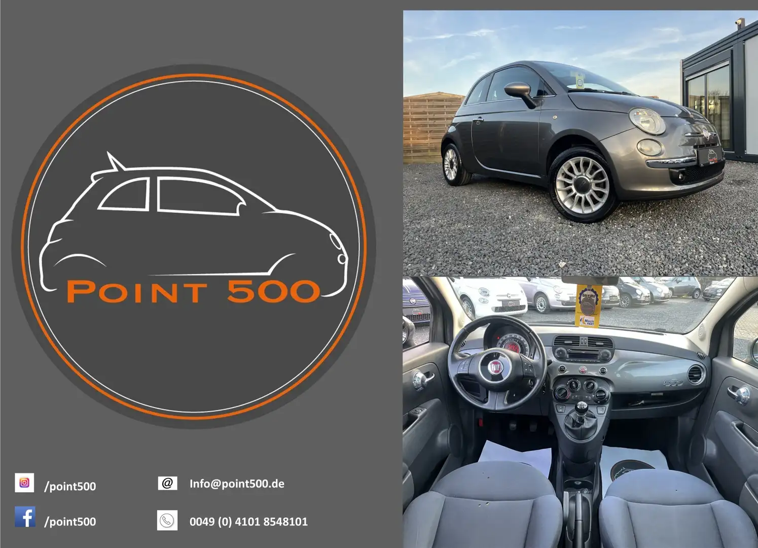 Fiat 500 1.HD 100PS PANO PDC RIESENAUSWAHL AN FIAT500 Grau - 1