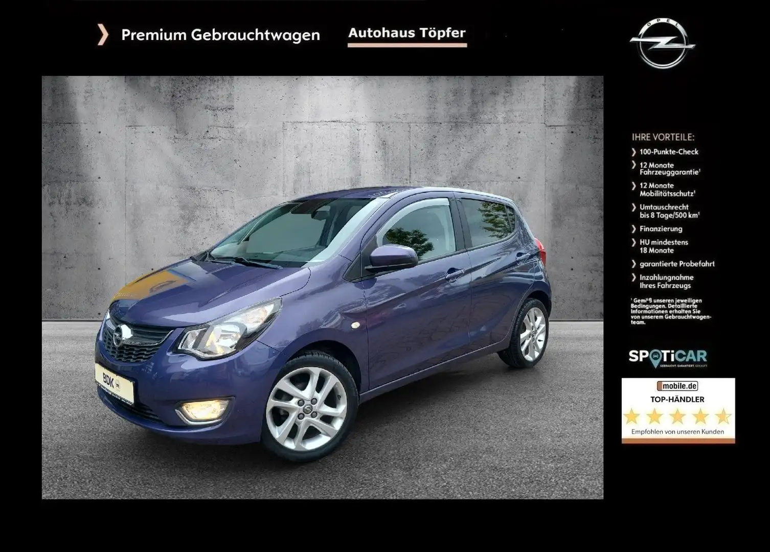 Opel Karl Premium "Exklusiv" Leder/Garantie/Klima/USB Violet - 1