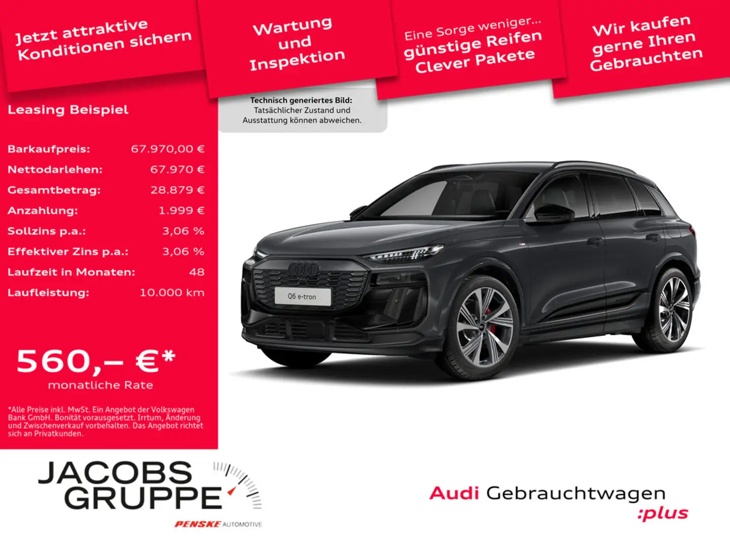 Audi Q6 e-tron qu. 2xS line/0,25%/HuD/360°/Matrix/B+O/21Zoll Grau - 1