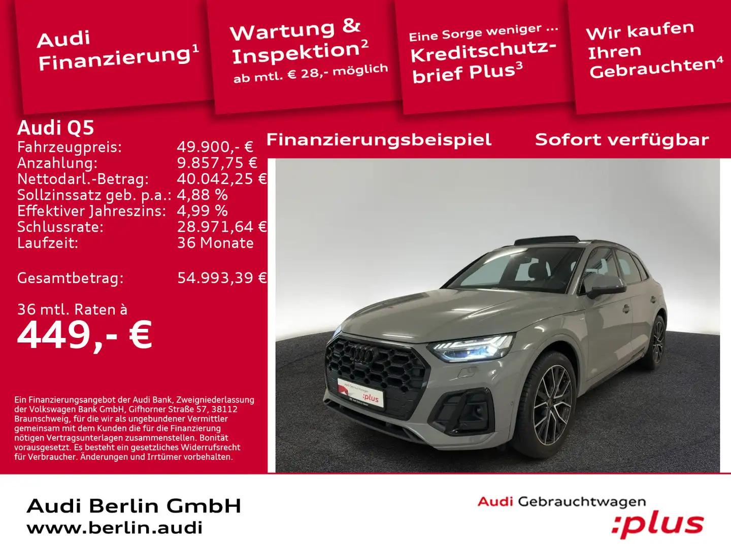 Audi Q5 S line 55 TFSI e qu.S tr. AHK MATRIX 360°K NA Grau - 1
