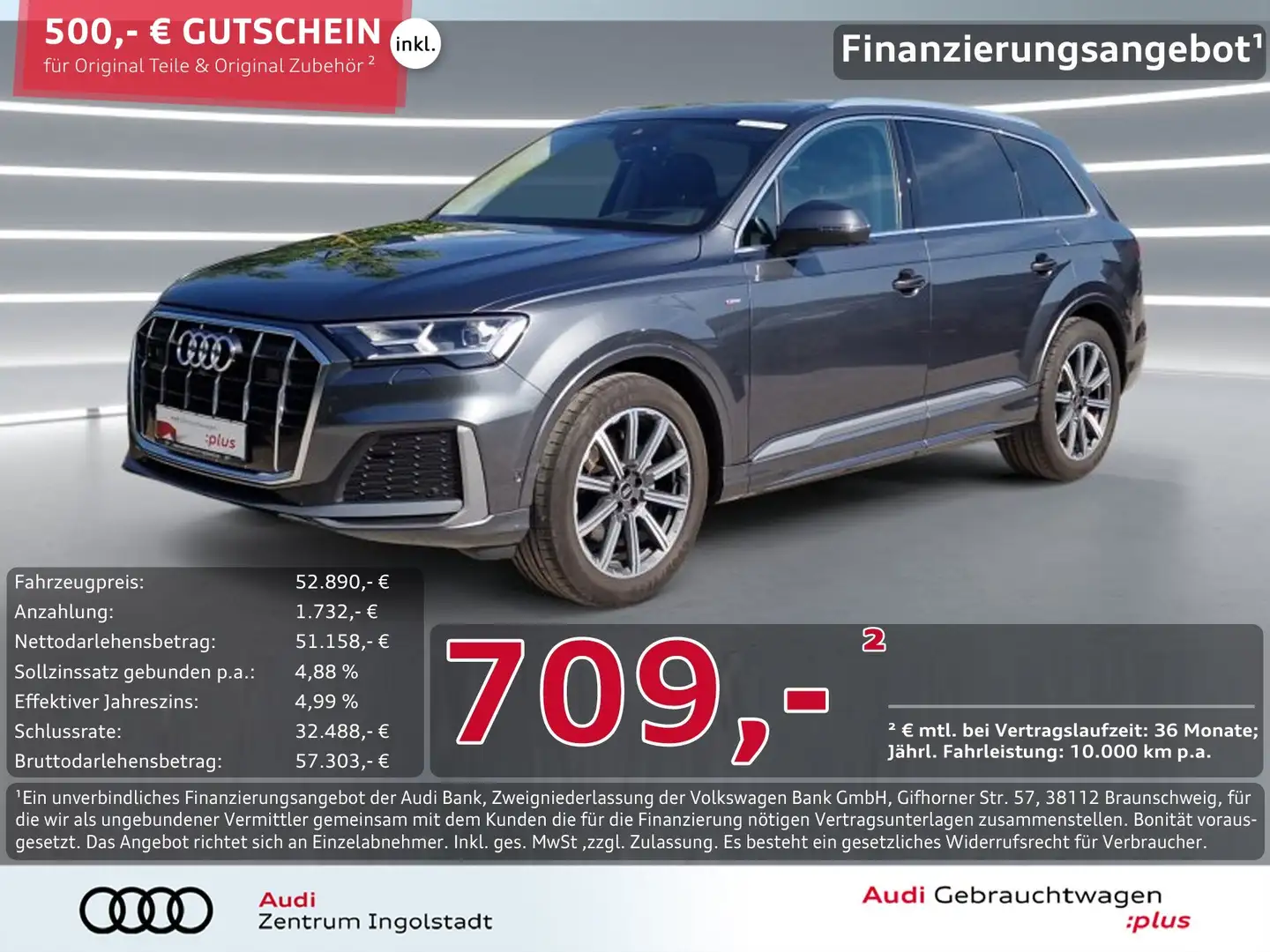 Audi Q7 50 TDI qu S line STHZG Luft AHK Head-up 20" Grau - 1