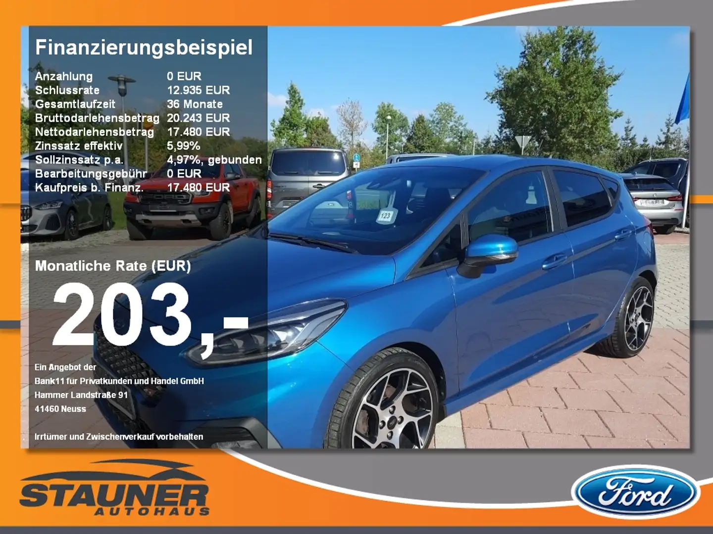 Ford Fiesta 1.5 EcoBoost ST LED Wi-Pa PDC Navi Bleu - 1