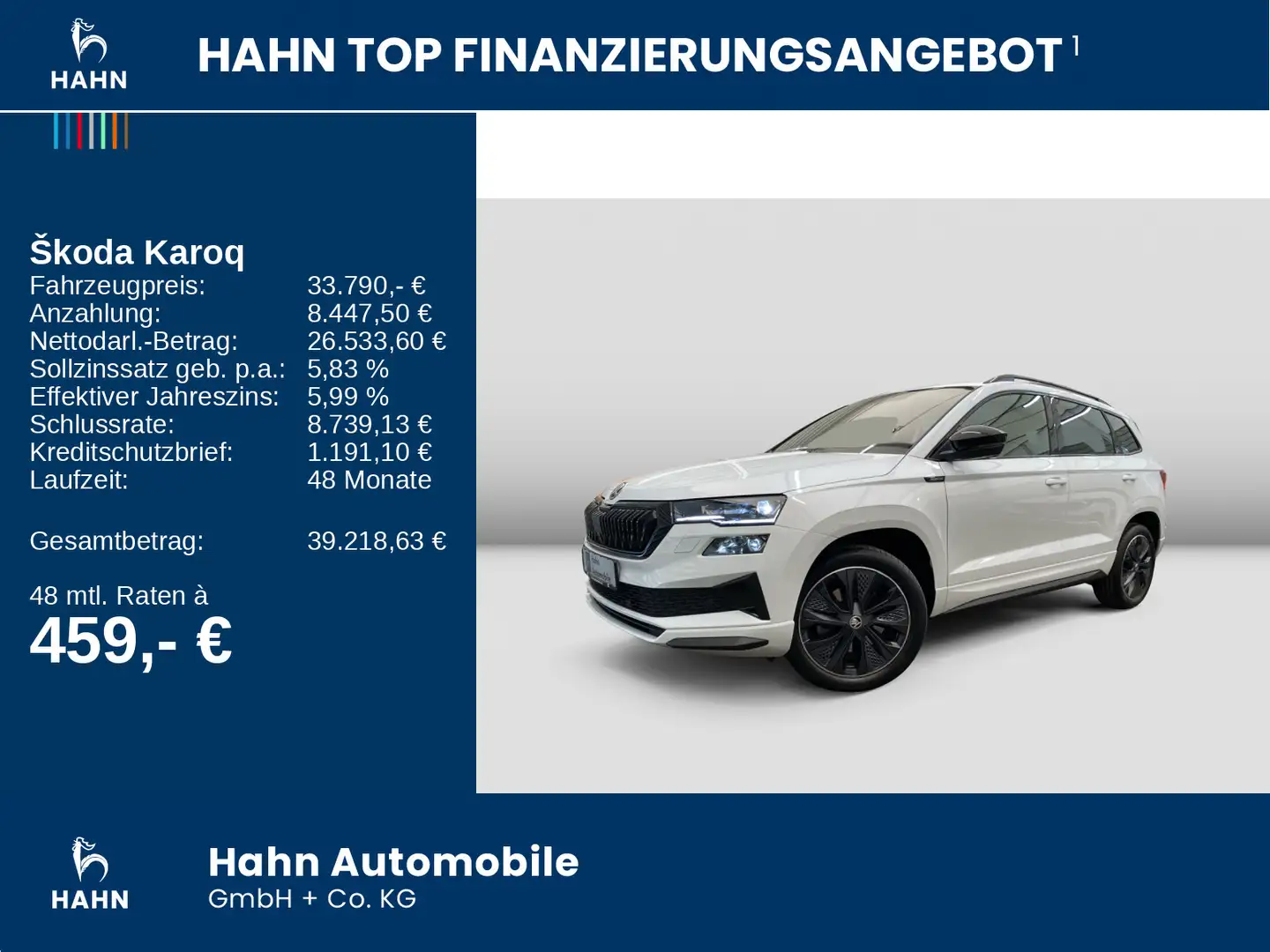 Skoda Karoq 1.5TSI DSG Sportline LED Nav AHK ACC Sitzh Weiß - 2