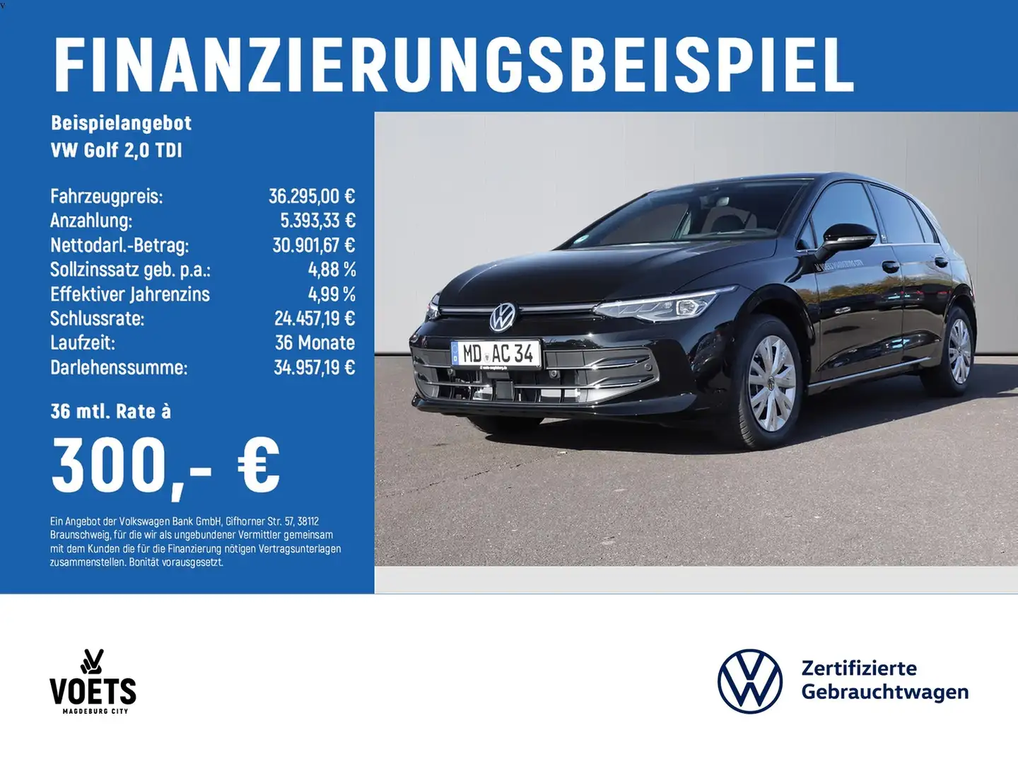 Volkswagen Golf 2,0 TDI Edition 50 DSG+PANO+IQ-LIGHT Negro - 2