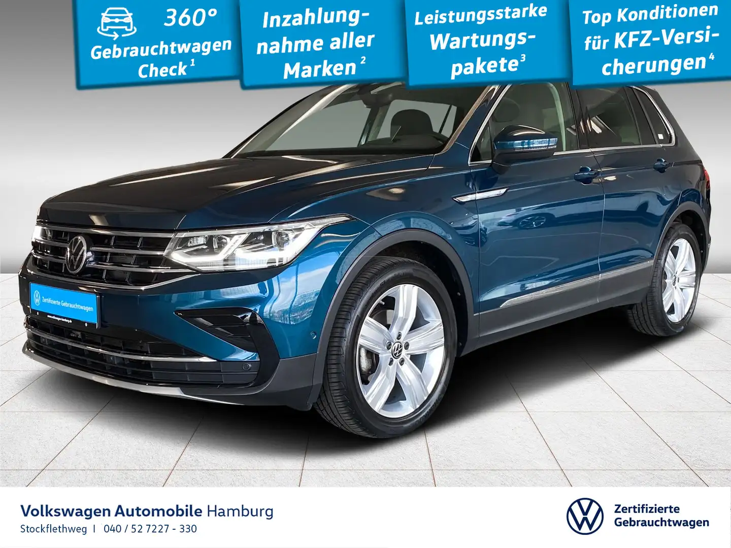 Volkswagen Tiguan 2.0 TDI DSG AHK HeadUp IQ.Light Navi ACC Bleu - 1
