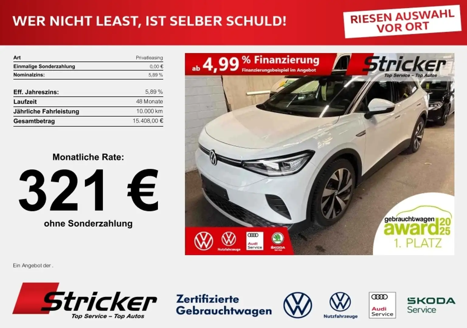 Volkswagen ID.4 Pro Performance 150/77 321,-ohne Anzahlung AHK AC Weiß - 1