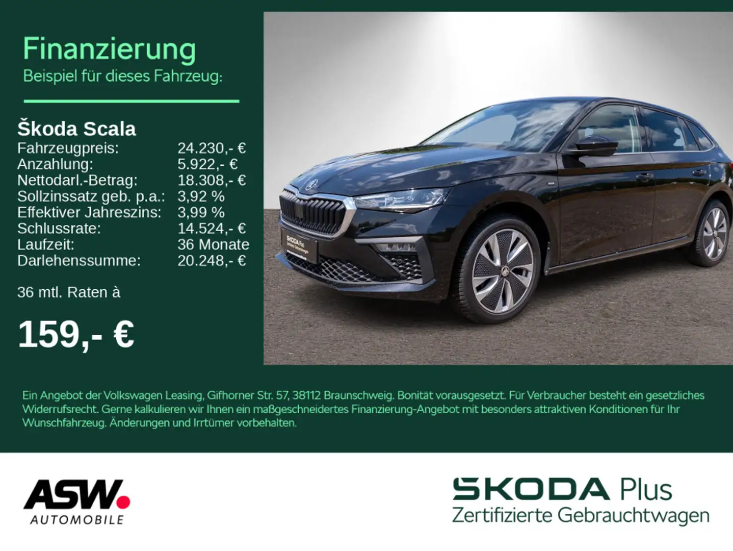 Skoda Scala Selection 1,0 TSI DSG LED Navi ACC RFK AHK Schwarz - 1