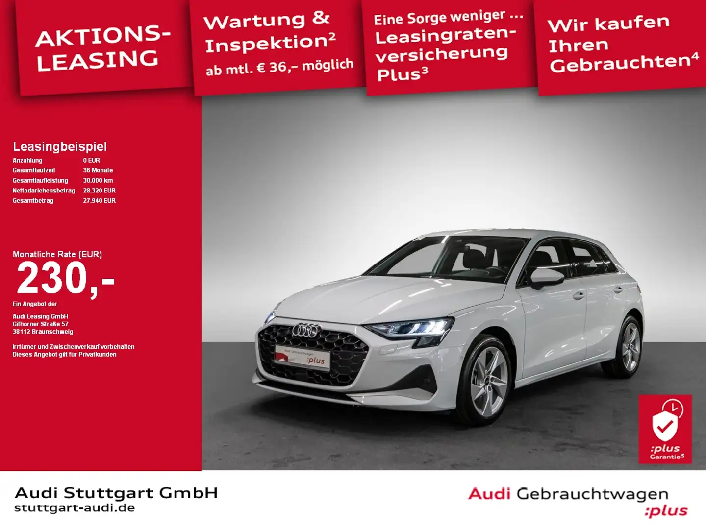 Audi A3 Sportback advanced 30 TDI LED PDC+ AHK Weiß - 1