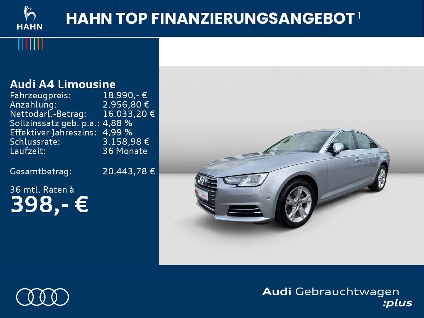 Audi A4 1.4 TFSI 6-Gang Xenon Alcantara CAM Silber - 2