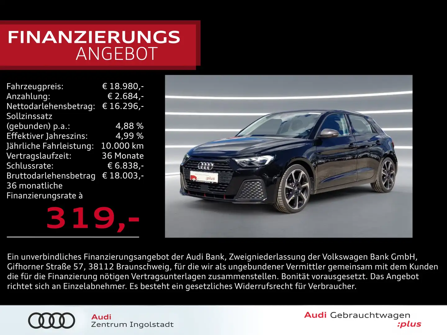Audi A1 Sportback 30 TFSI LED NAVI virtual PDC 18" Schwarz - 1
