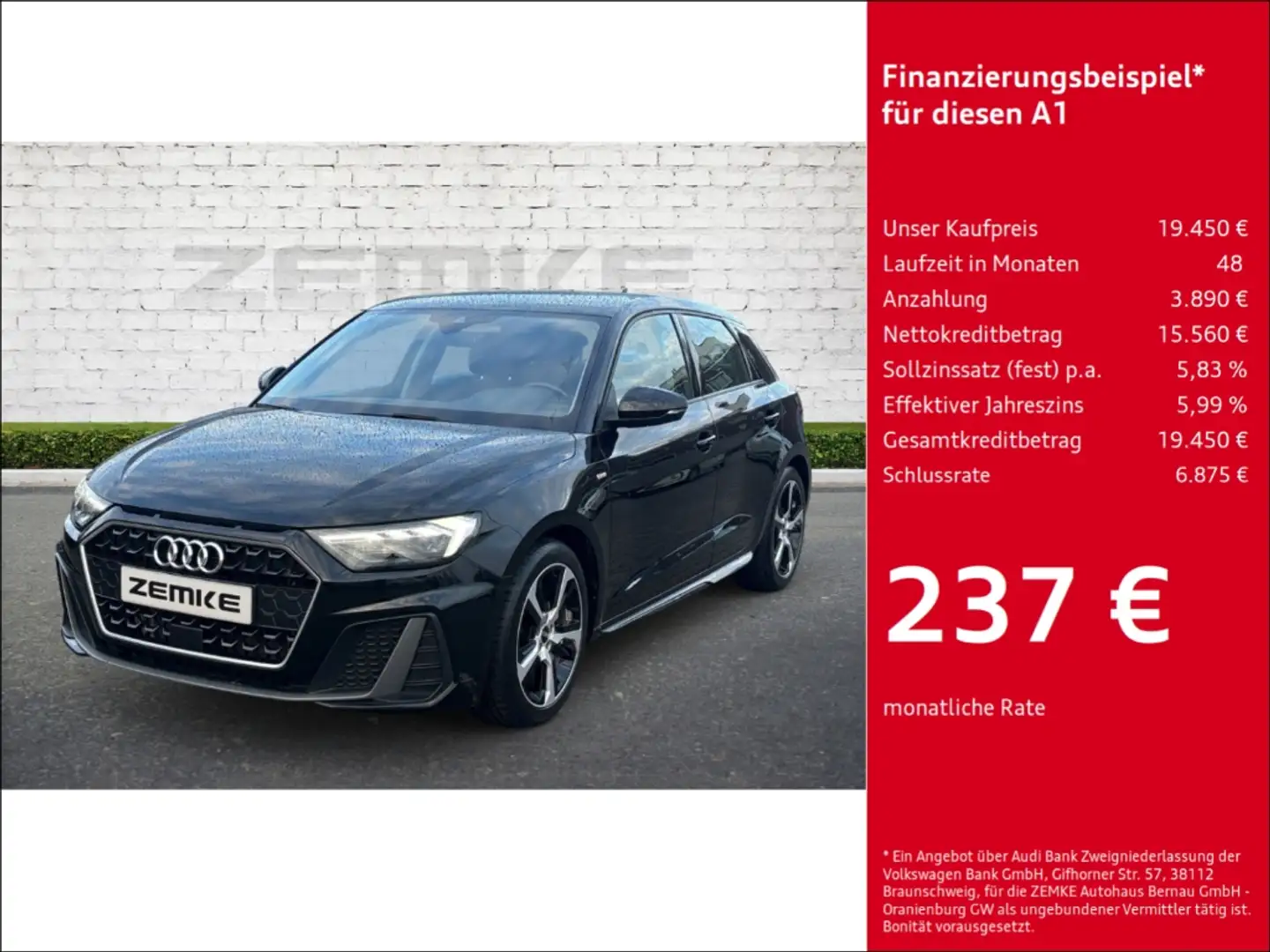 Audi A1 Sportback 30 TFSI S line Navi Digitales Cockpit LE Schwarz - 1