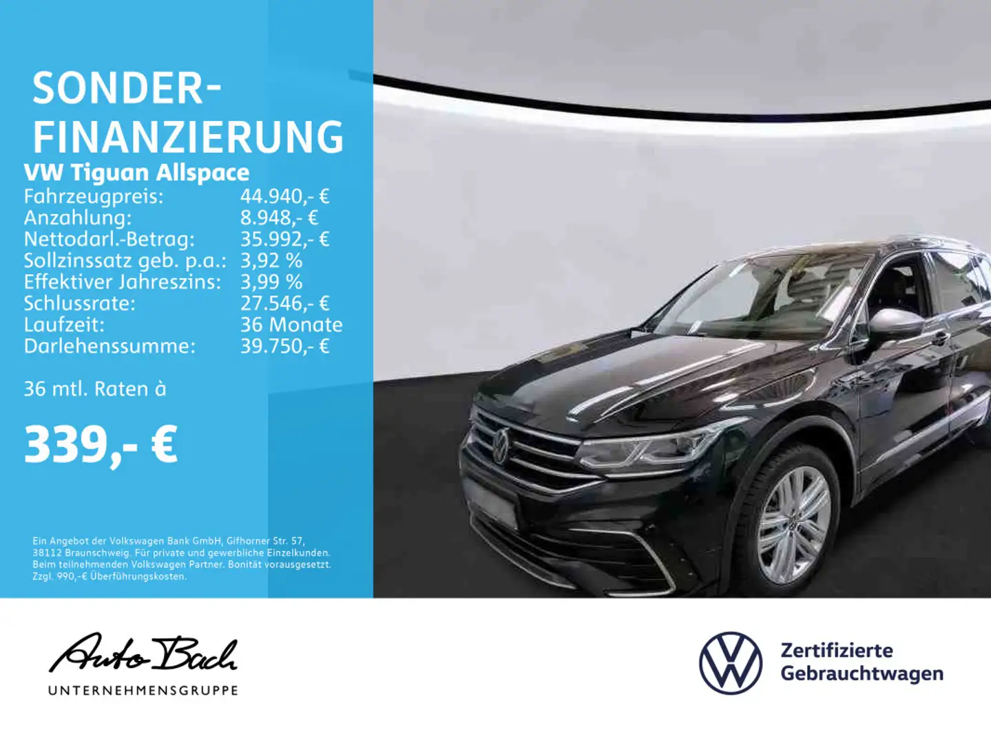 Volkswagen Tiguan Allspace 2.0 TDI DSG R-Line 4Motion, Navi Schwarz - 1