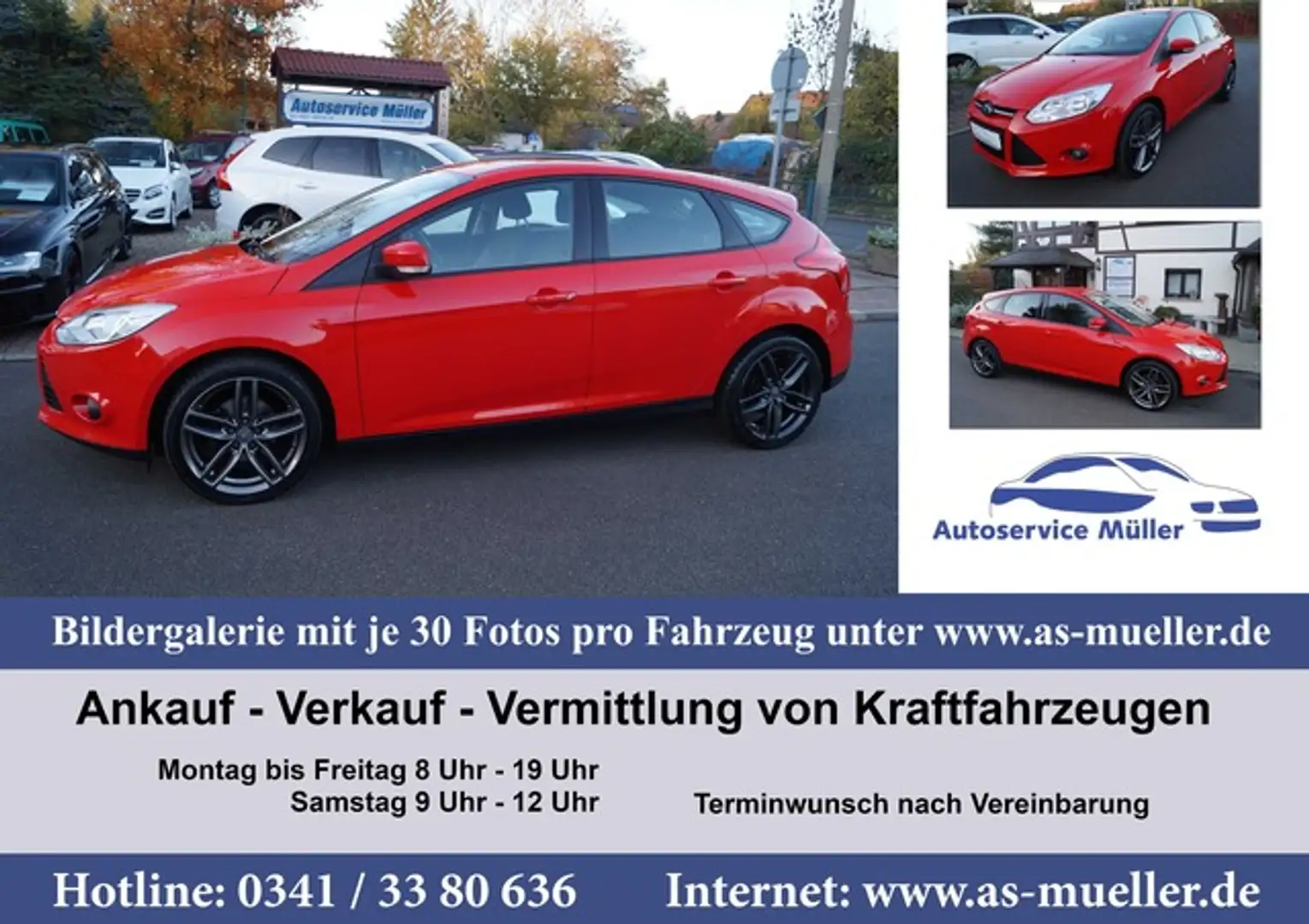 Ford Focus 5T 1,6 i 77kw Klima-Anhängek-Allwetter-uvm Rouge - 1