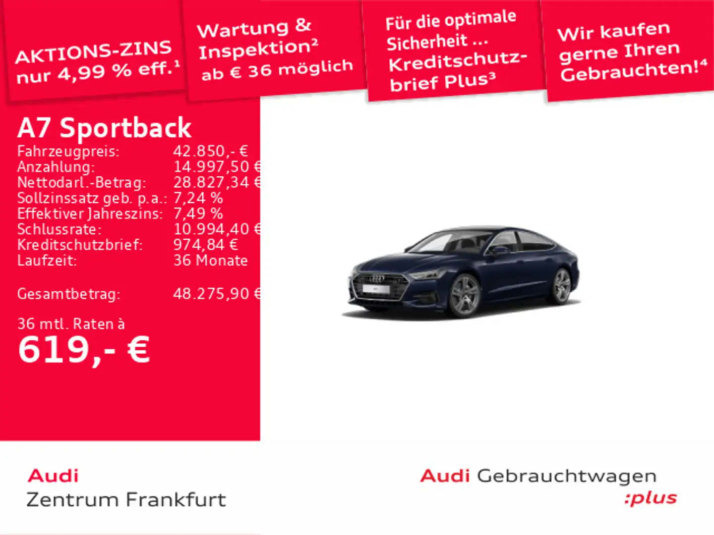 Audi A7 55 TFSI quattro S tronic LED ACC 36 Blau - 1