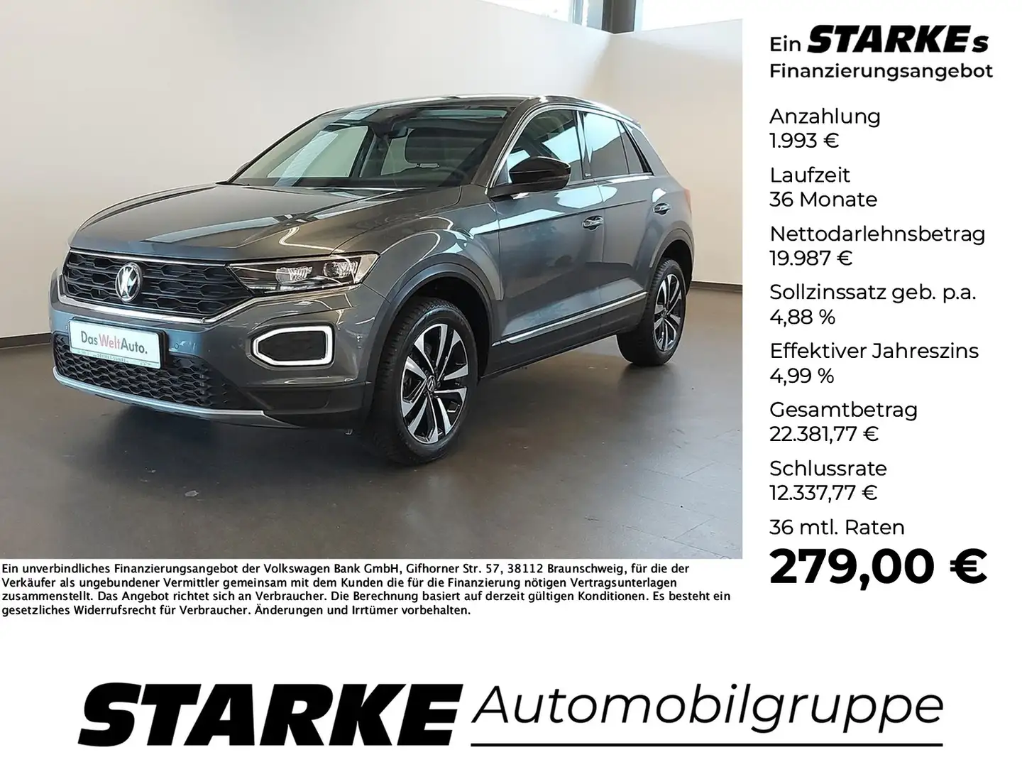 Volkswagen T-Roc 2.0 TDI DSG United LED Navi DAB Kamera Grau - 1