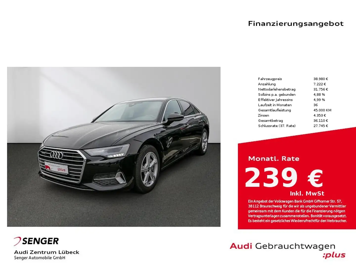 Audi A6 Sport 45 TFSI quattro Standhzg Touchscreen Schwarz - 1
