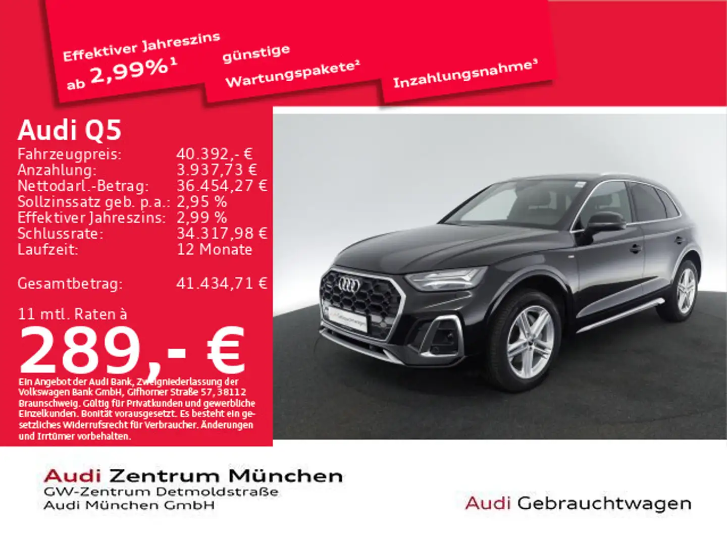 Audi Q5 40 TDI qu. S tronic 2x S line AHK/Virtual+/Ka Schwarz - 1