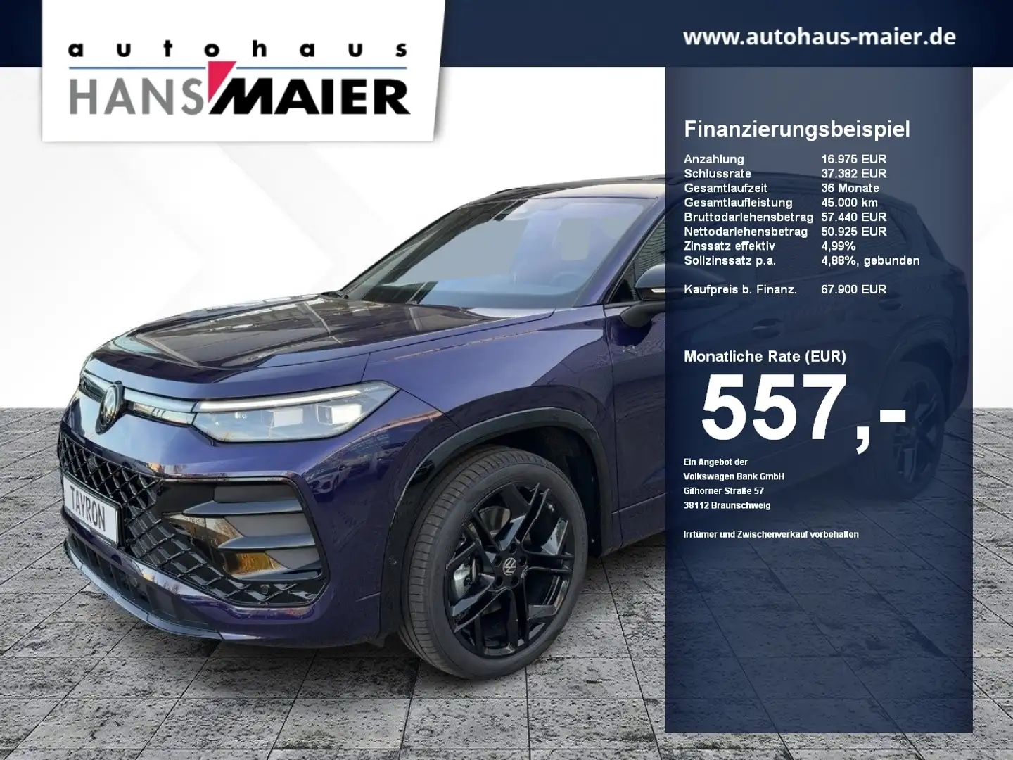 Volkswagen Tayron TDI 4Motion R-Line DSG Navi AHK RearView Violett - 1