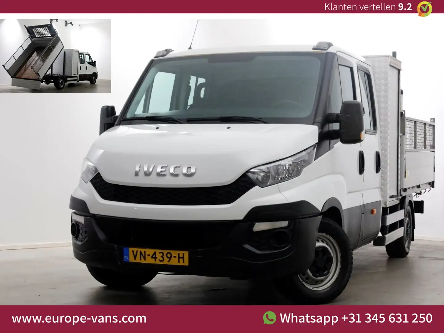 Iveco Daily 35S15 3.0 150pk Euro6 D.C. Kipper met hoge boorden Wit - 1