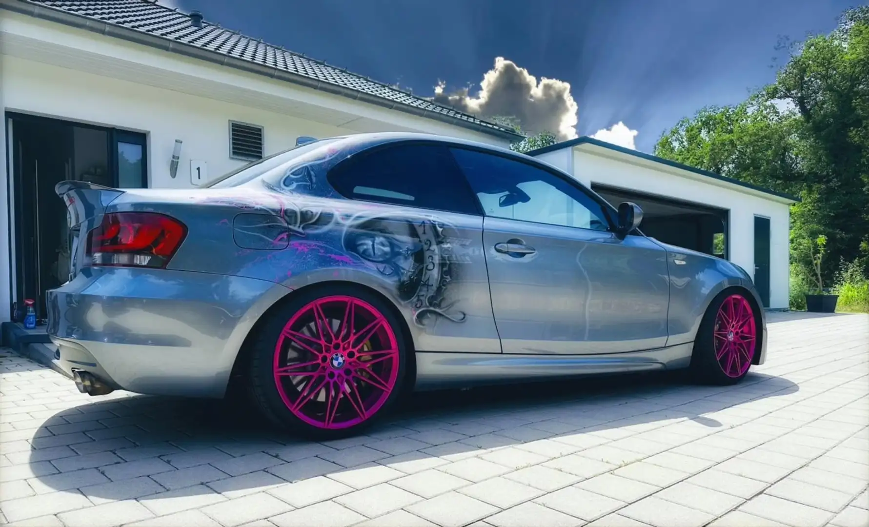 BMW 125 125i Coupe M Optik Tuning Unikat Airbrush Argintiu - 2