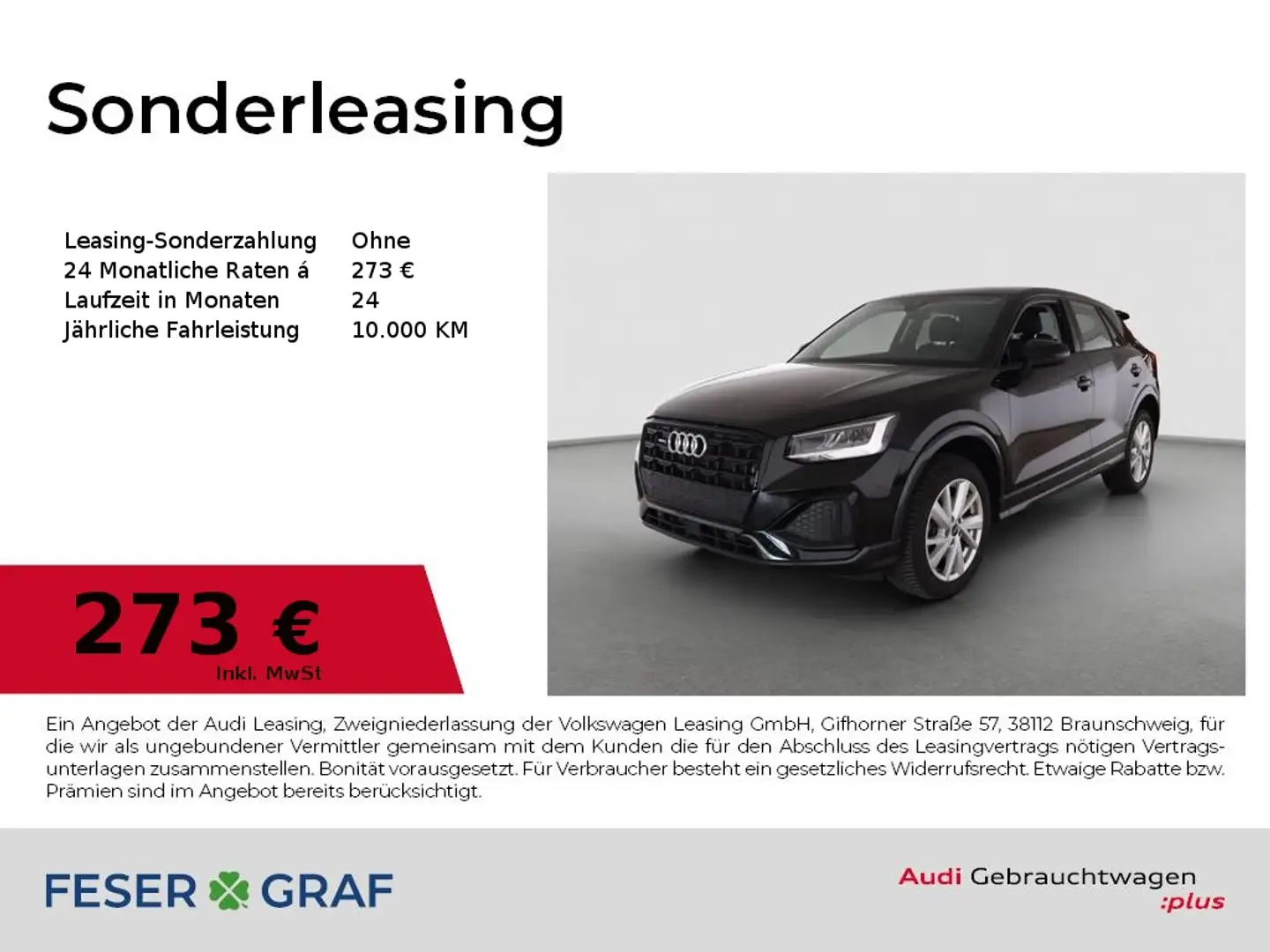 Audi Q2 Advanced 40 TFSI quattro S tronic Kamera/Leder/Nav Schwarz - 1