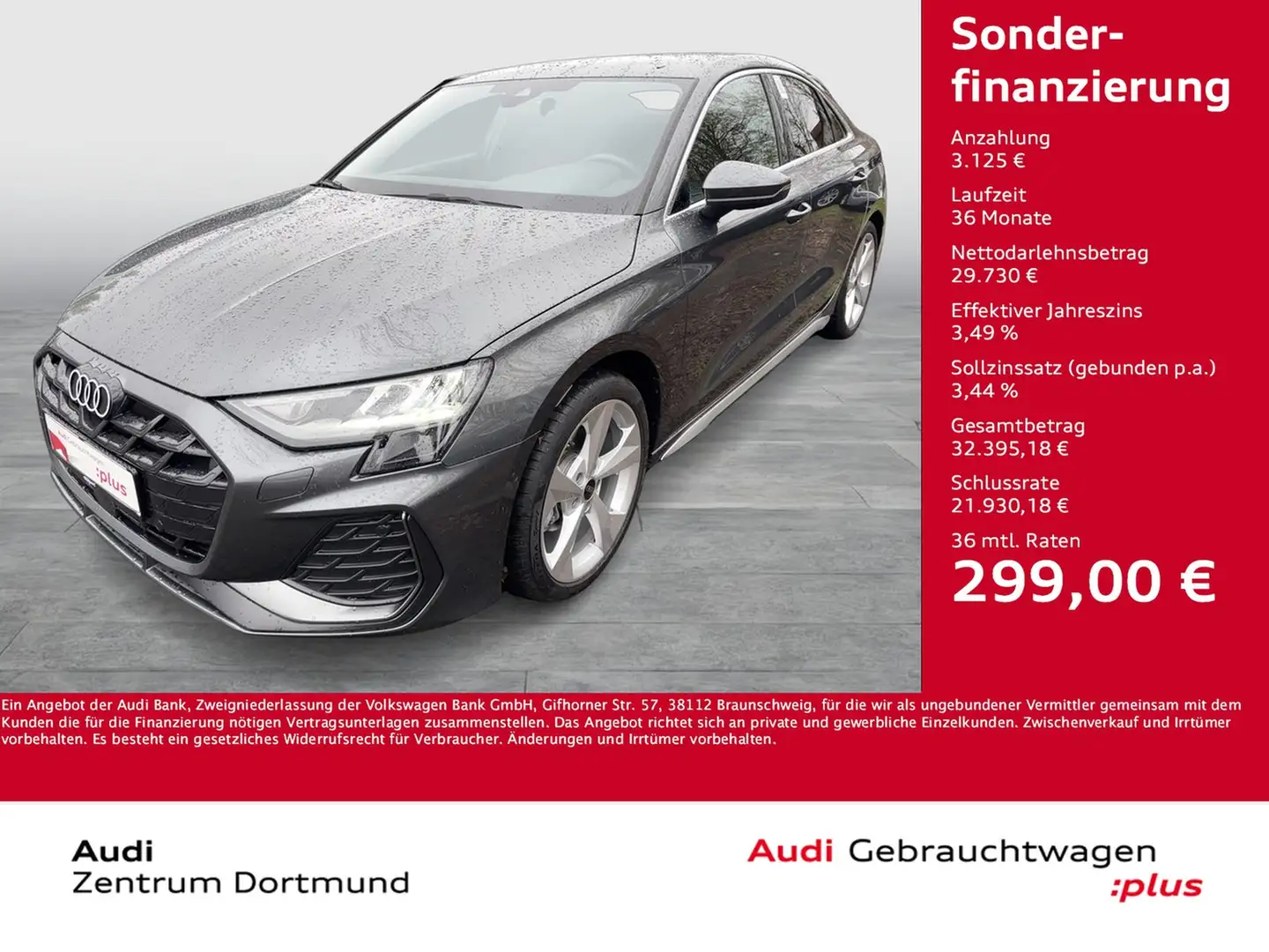 Audi A3 30 S LINE CAM ACC LM18 NAVI+ CARPLAY SITZHEIZ Grau - 1