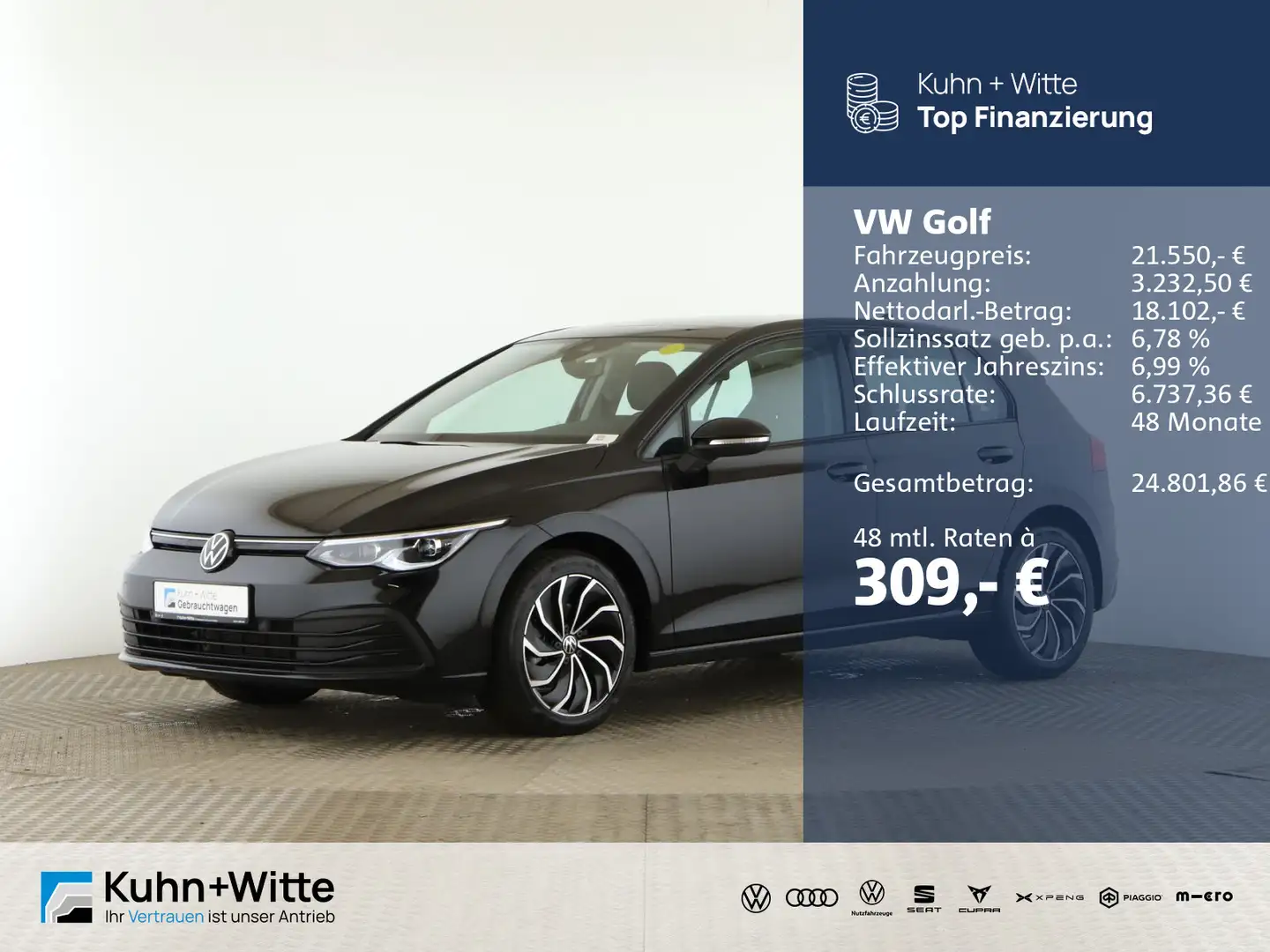 Volkswagen Golf VIII 1.0 eTSI Life *Pano*Matrix*RFK*Navi*Ap Schwarz - 1