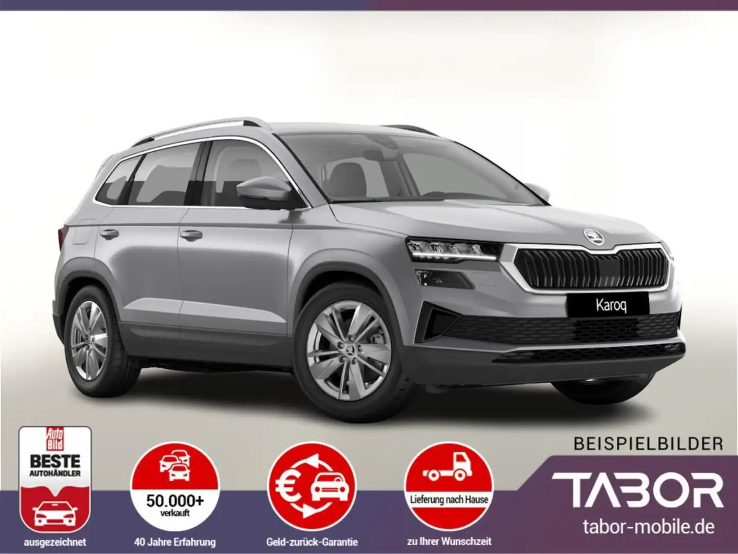 Skoda Karoq TDI 150 DSG Selec AHK LED Nav Kam SHZ SunS Silber - 1