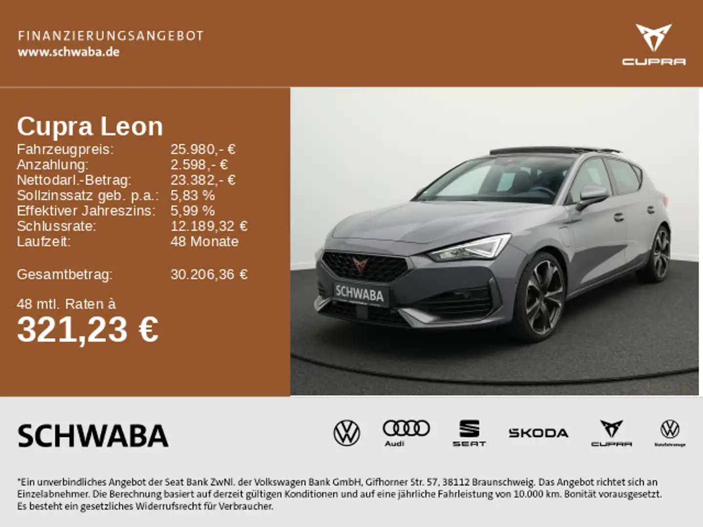 CUPRA Leon VZ 1.4 e-Hybrid DSG *ACC*PANO*LED*R-KAM*19* Gris - 1
