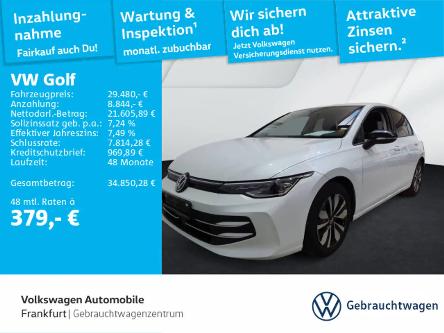 Volkswagen Golf VIII 1.5 eTSI DSG Goal DAB+ IQLight FrontAs Weiß - 1