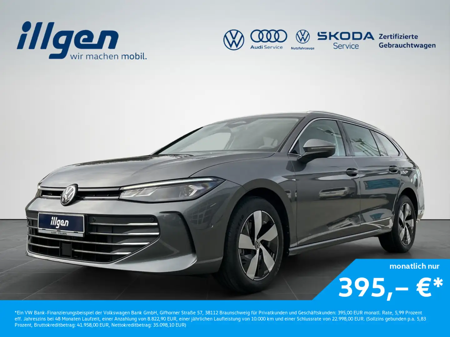 Volkswagen Passat Variant 2.0 TDI BUSINESS DSG+LED+NAV+ACC+APP+KAM Grau - 1
