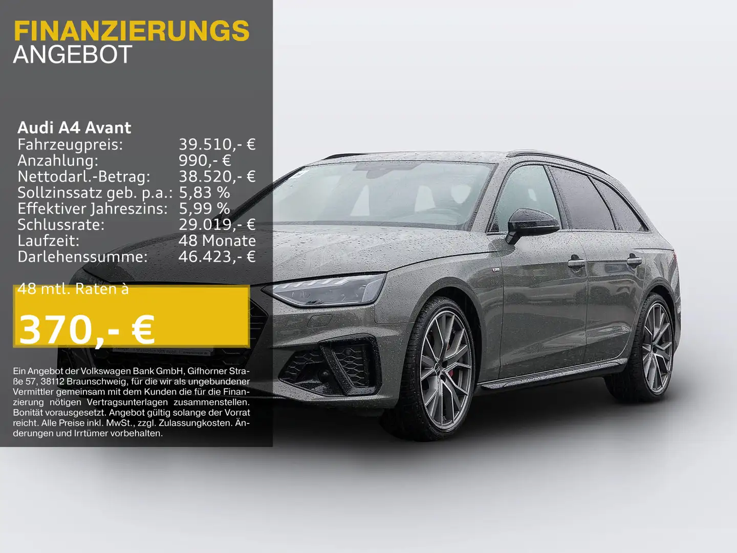 Audi A4 40 TFSI Q 2x S LINE LM19 KAMERA NAVI+ V Grau - 1