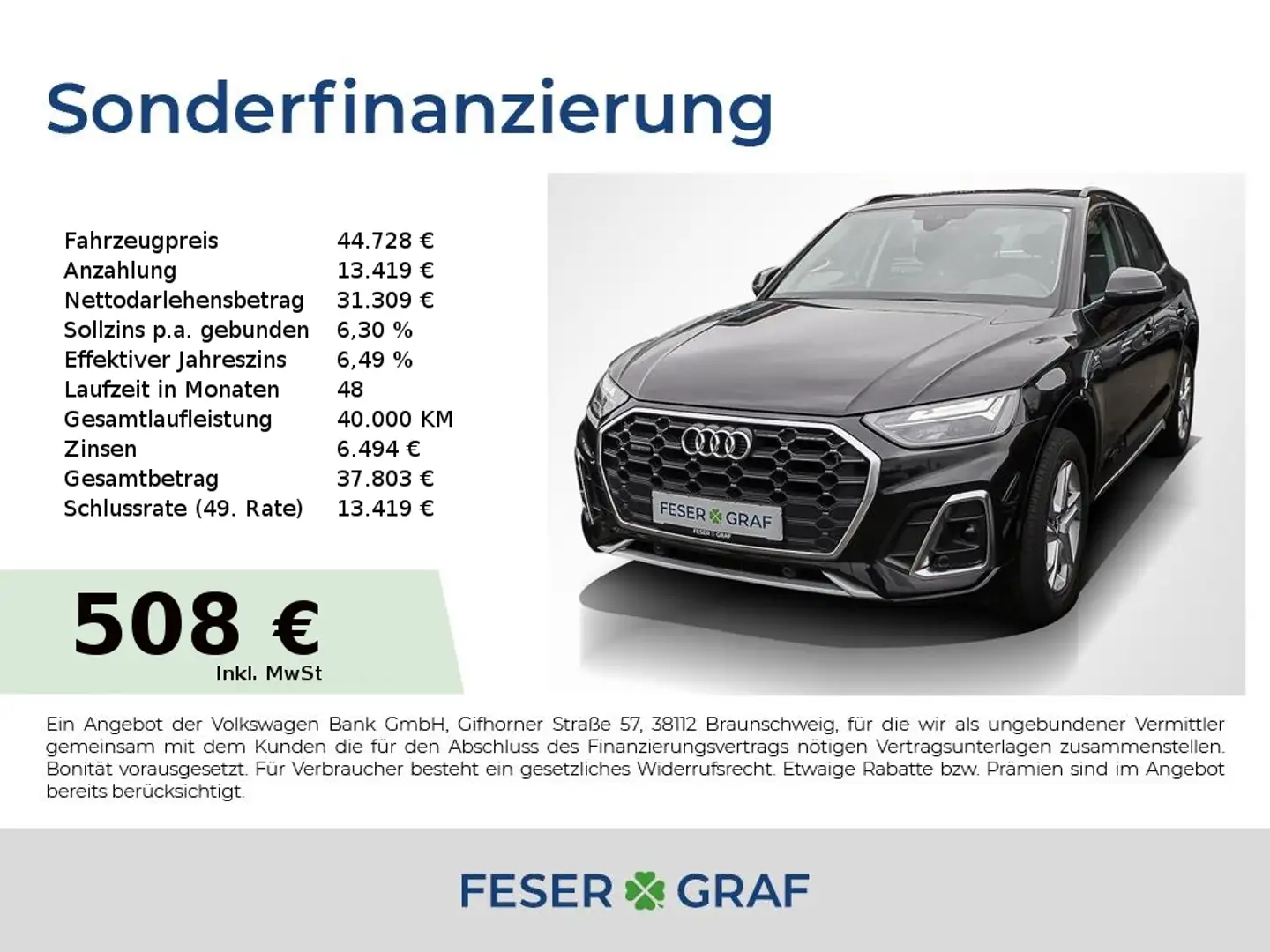 Audi Q5 50 TDI S Line Ext Pano,HUD,AHK,Kamera,Navi,LED Schwarz - 1