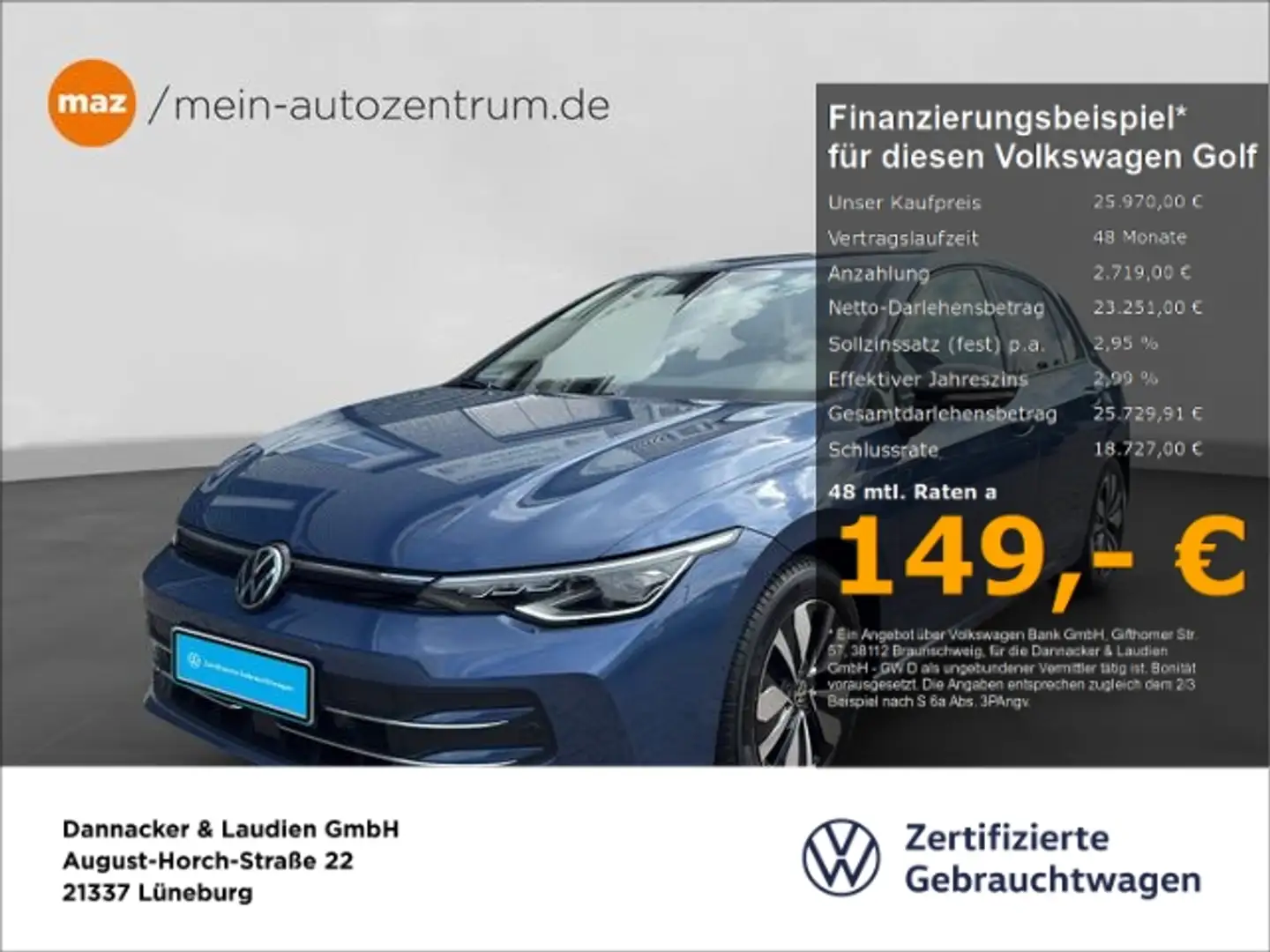 Volkswagen Golf VIII 1.5 TSI Goal Alu Matrix-LED AHK Navi A Blau - 1