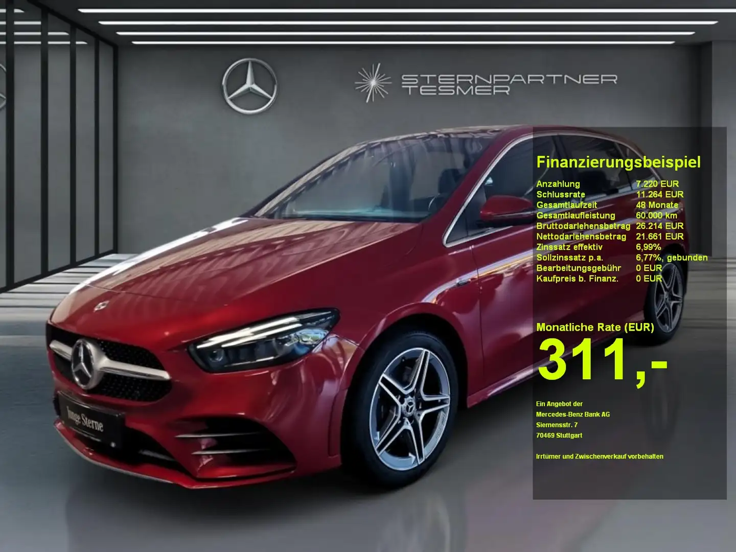 Mercedes-Benz B 250 e AMG +KAMERA+LED+TOTW.+AMBIENTE+PANO-DACH Czerwony - 1