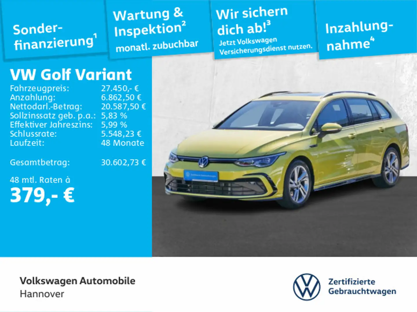Volkswagen Golf Variant Golf VIII Variant 2.0 TSI DSG R-Line Navi Pano A Gelb - 1