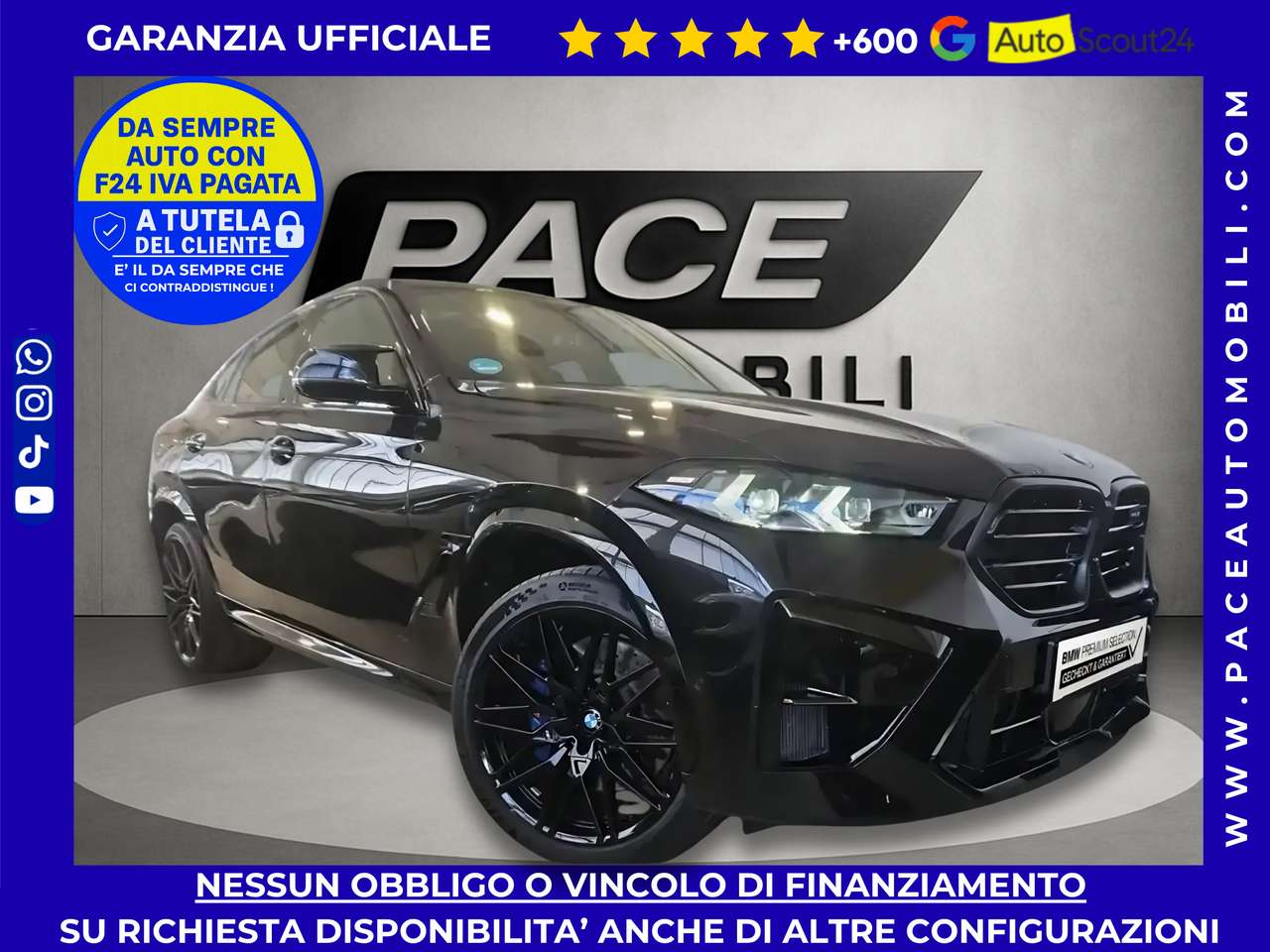 BMW X6 M 4.4 V8 COMPETITION BLACK PACK SKY MASSAGGIO CARBON
