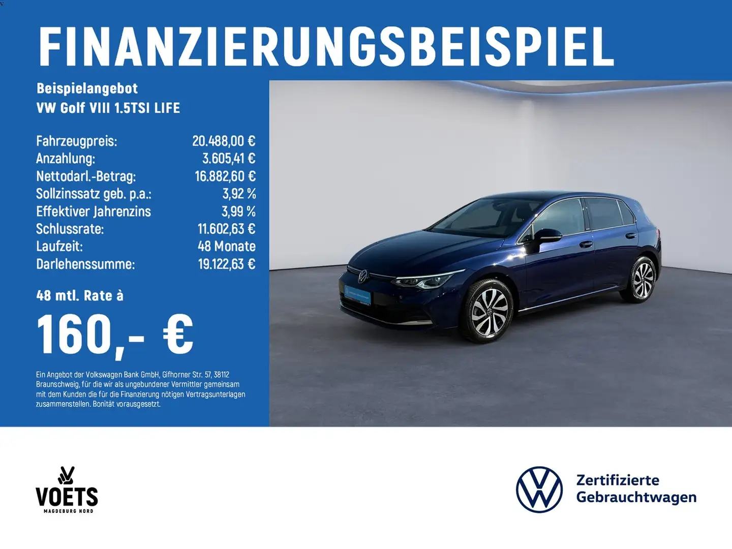 Volkswagen Golf VIII 1.5TSI LIFE LED+Navi+PDC+Sitzhzg. Bleu - 2