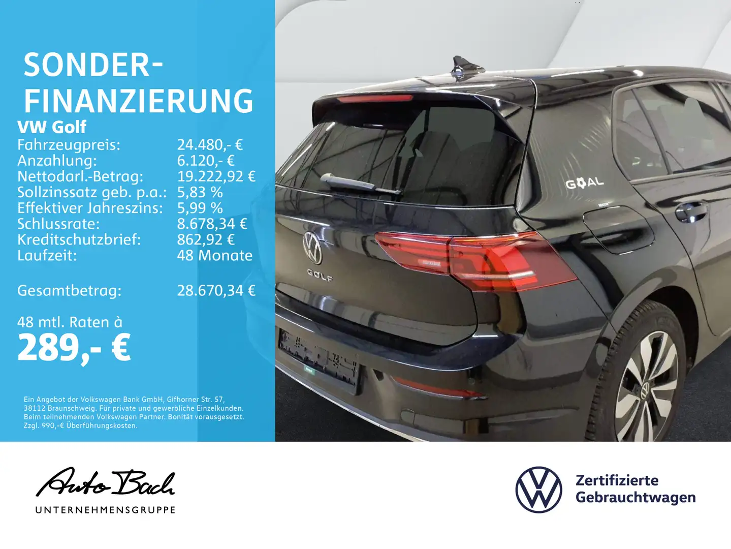 Volkswagen Golf VIII Goal 1.5 TSI Navi LED ACC EPH AHK Schwarz - 2