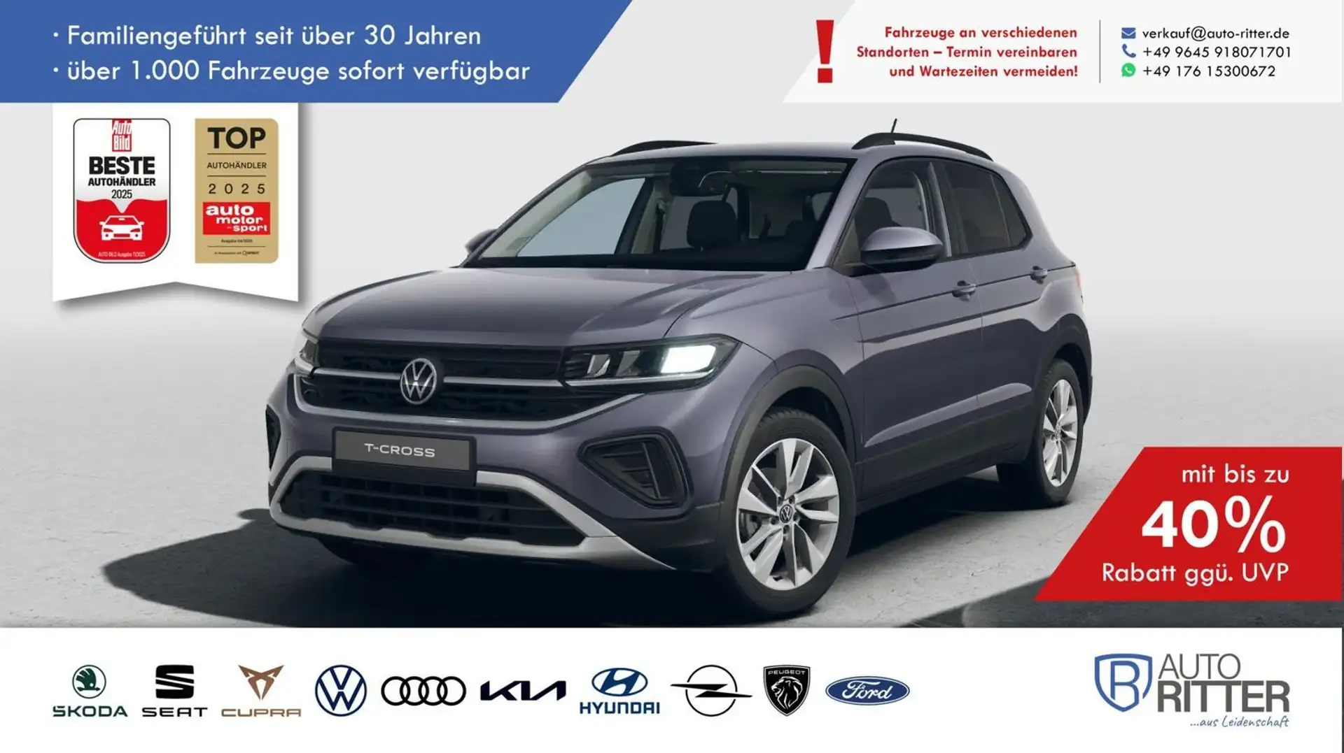 Volkswagen T-Cross Life ACC|AHK|RFK|LED|Carplay|Klima|PD... Grigio - 1