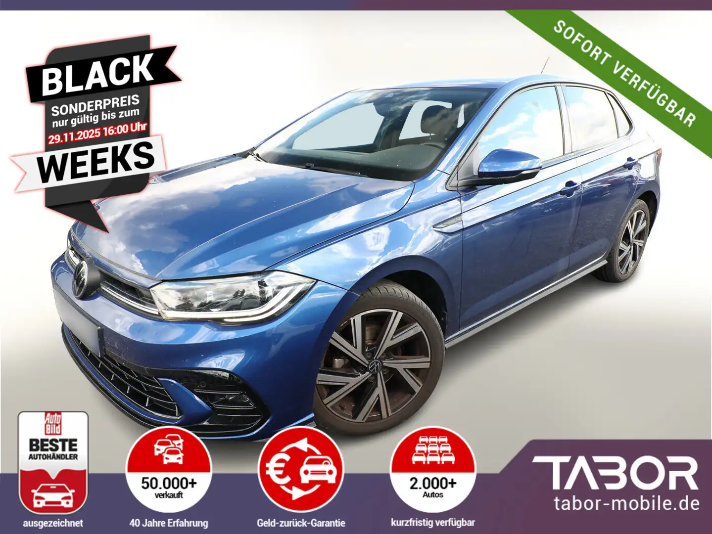 Volkswagen Polo 1.0 TSI 110 DSG R-Line Matrix Nav 17Z Kam Blau - 1