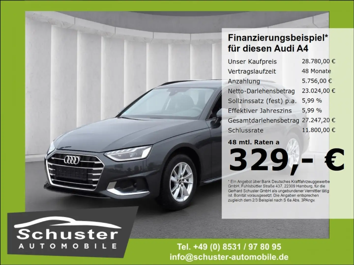 Audi A4 Avant advanced 35TDI*S-tro ACC LED Navi R-Kam Grau - 1