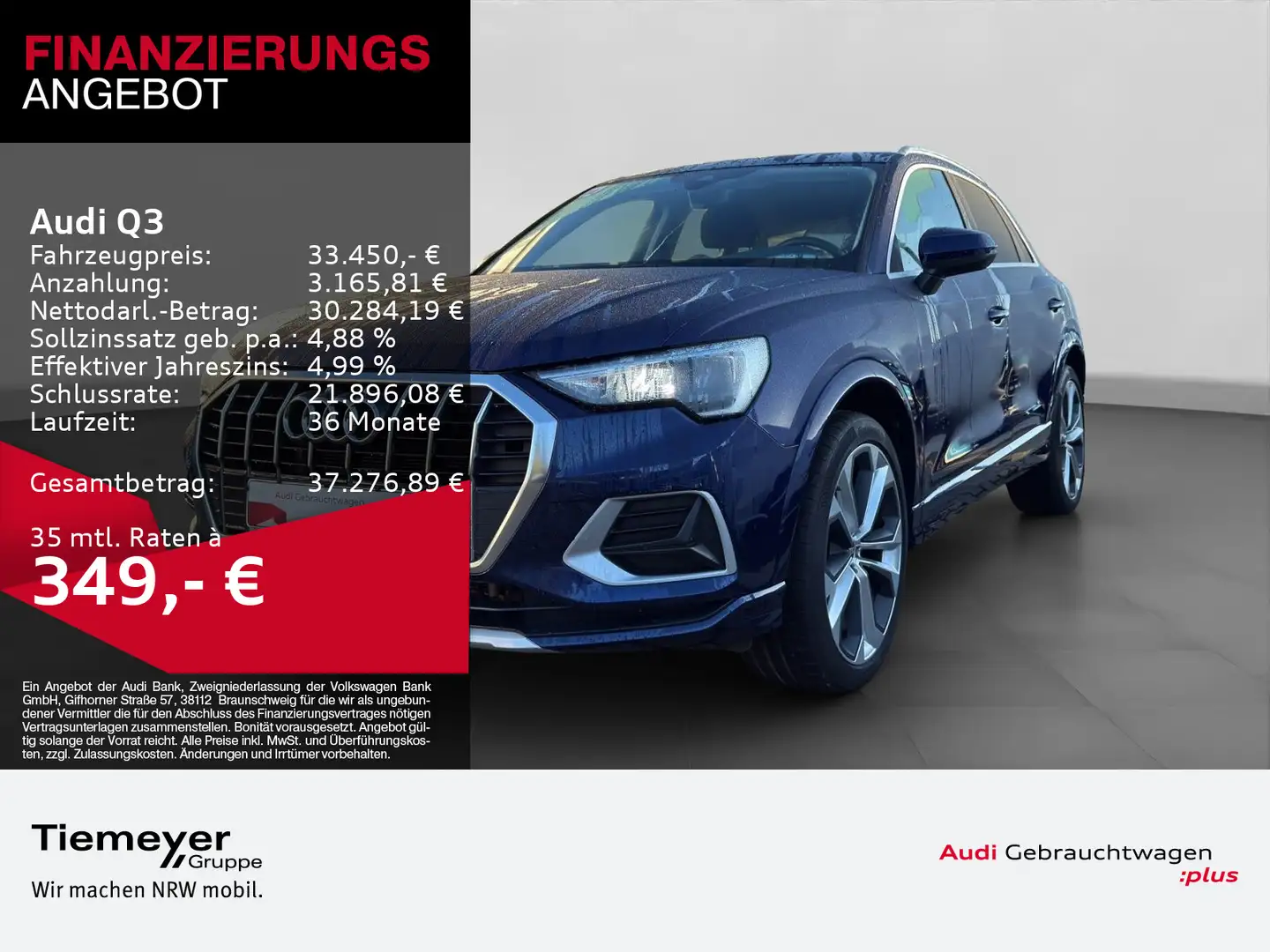 Audi Q3 35 TDI ADVANCED LM20 AHK NAVI+ eKLAPPE Blau - 1