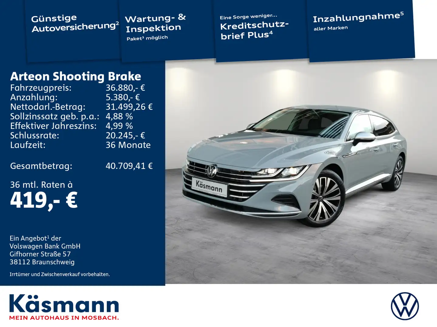 Volkswagen Arteon Elegance 1.4 eHybrid AHK Grau - 1