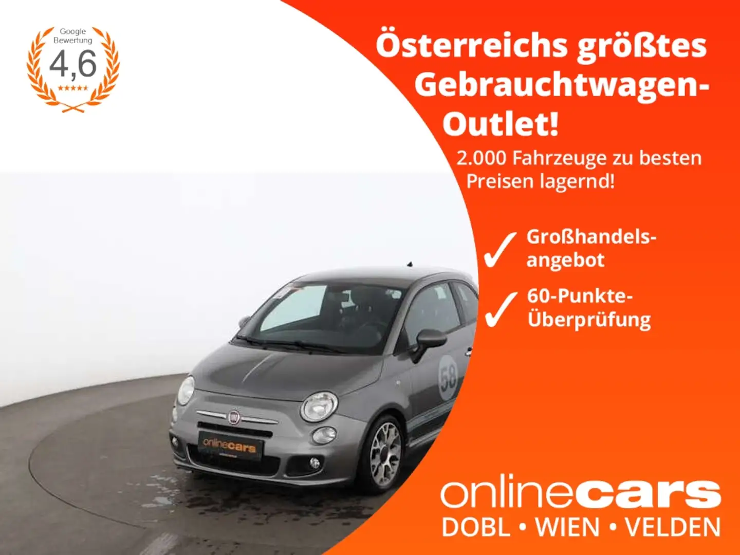 Fiat 500 0.9 TwinAir S LEDER SPORTSITZE RADIO KLIMA Grau - 1