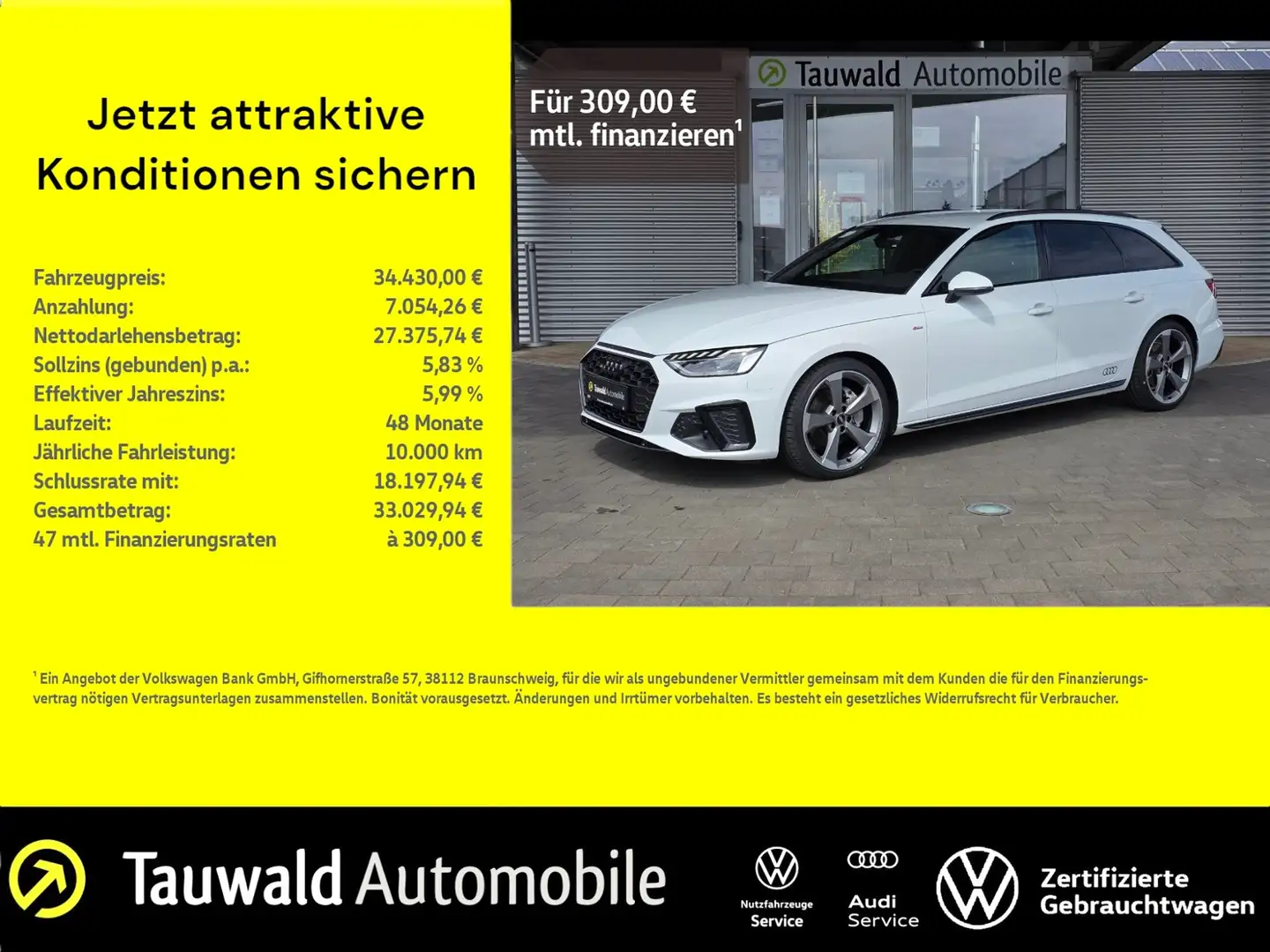 Audi A4 Avant 40 TFSI S-Tronic S-Line Competition MMI/VCP Blanc - 1