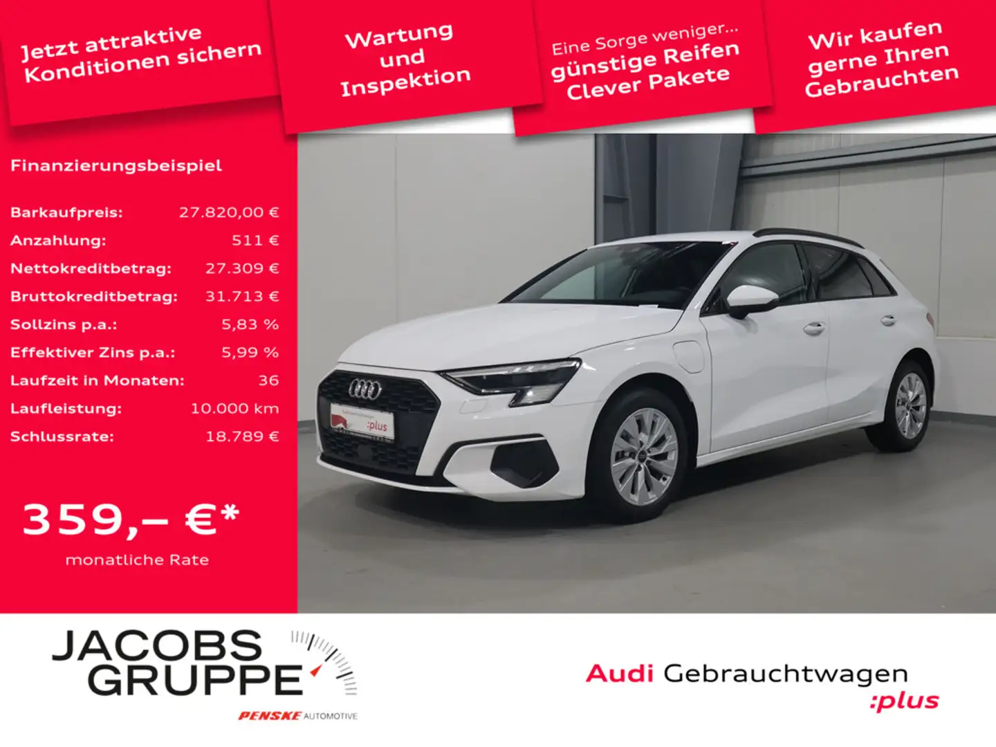 Audi A3 Sportback 40 TFSI e Matrix*PDC*R-Kamera * Weiß - 1