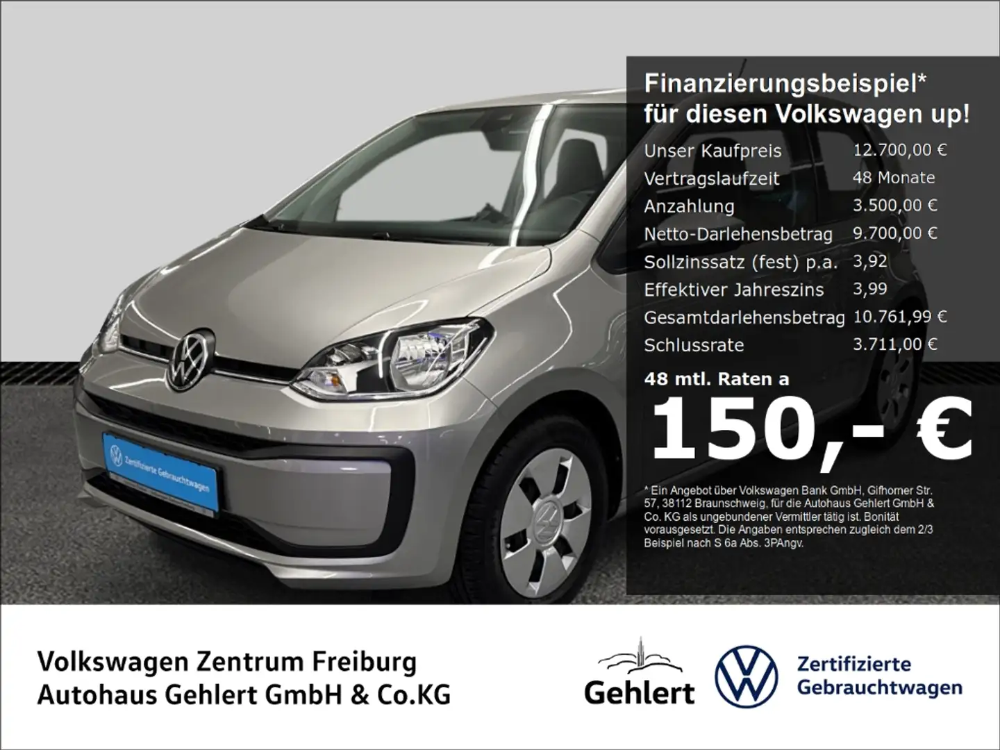 Volkswagen up! 1.0 Klima Bluetooth HU/AU neu Inspektion neu Silber - 1