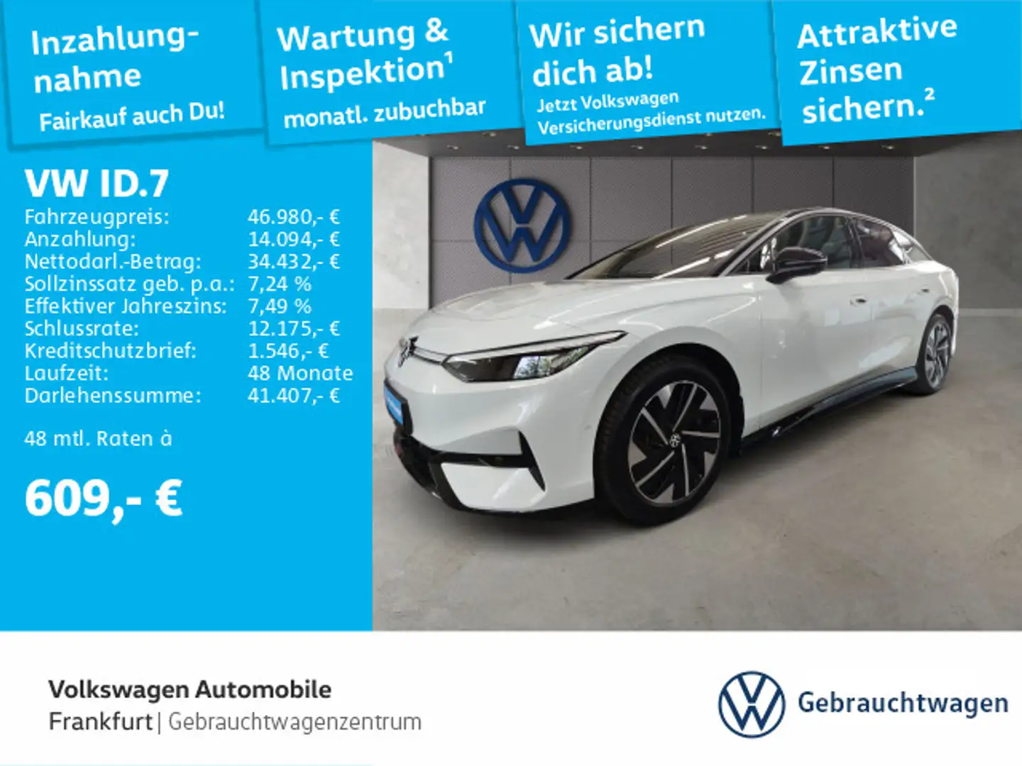 Volkswagen ID.7 Pro Navi IQ.Light DAB+ FrontAssist Weiß - 1
