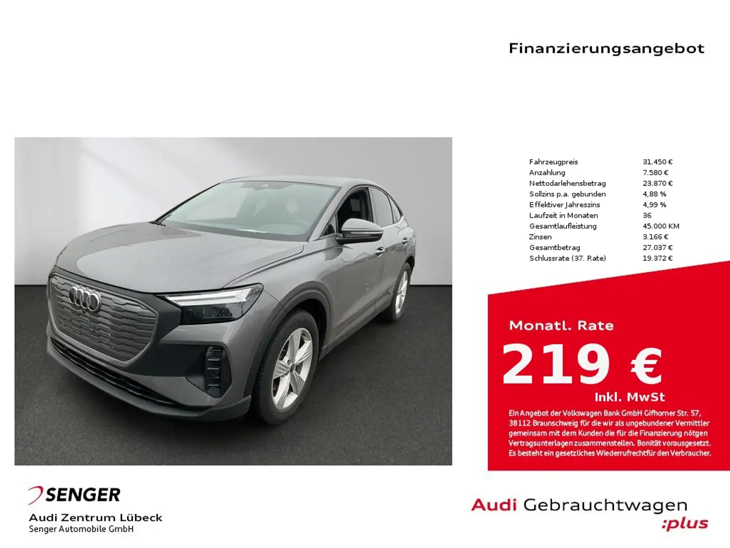 Audi Q4 e-tron 35 Sportback Navi PDC Sitzheizung LED Grau - 1